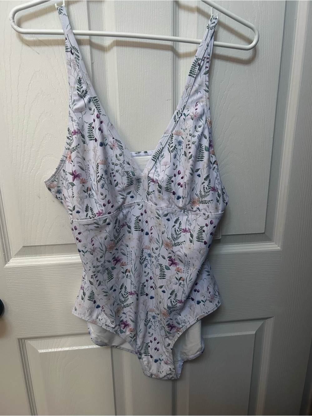 Current Tyed Floral Print One-Piece Swimsuit in White with Pastel Blooms